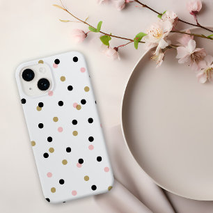 Coques Pour iPhone Points Confetti Noir Rose et Or