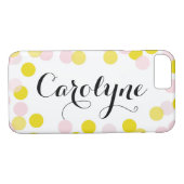Coques Case-Mate iPhone Points Confetti rose et jaune Motif Personnalisé (Dos (Horizontal))
