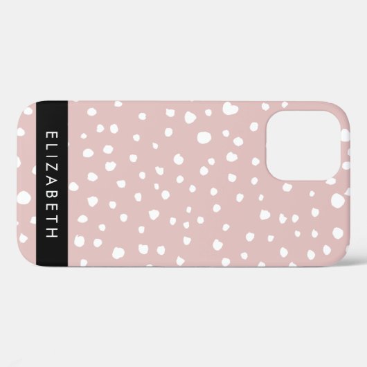 Coques Case-Mate iPhone Points Dalmatiens Rose, Points Dalmatiens, Votre N (Verso (horizontal))