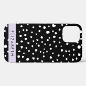 Coques Case-Mate iPhone Points dalmatiens, Spots, Noir et Blanc, Votre nom (Verso (horizontal))