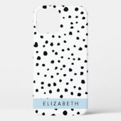 Coques Case-Mate iPhone Points dalmatiens, Spots, Noir et Blanc, Votre nom (Verso)