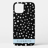 Coques Case-Mate iPhone Points dalmatiens, Spots, Noir et Blanc, Votre nom (Verso)