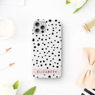 Case-Mate iPhone Case Points dalmatiens, Spots, Noir et Blanc, Votre nom