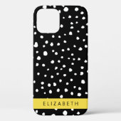 Coques Case-Mate iPhone Points dalmatiens, Spots, Noir et Blanc, Votre nom (Verso)