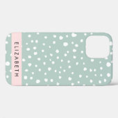 Coques Case-Mate iPhone Points Dalmatiens verts, Spots, Votre Nom (Verso (horizontal))