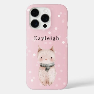 Coques iPhone 16 Pro Points de confettis rose pastel chat  