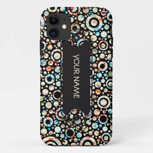 Coques Case-Mate iPhone Points de couleur et Motif circulaire + votre text (Dos)