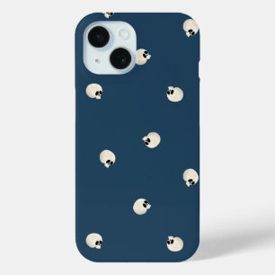Coque Pour iPhone 15 Points de crâne Kawaii mignons aléatoires bleu fon