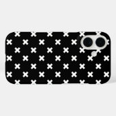 Coques Case-Mate iPhone Points de croix blancs sur fond noir (Verso (horizontal))