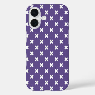 Coques iPhone 16 Points de croix blancs sur violet ultra