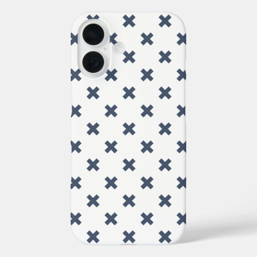 Coques Case-Mate iPhone Points de croix bleu-gris sur fond blanc (Verso)