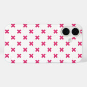 Coques Case-Mate iPhone Points de croix fuchsia sur fond blanc (Verso (horizontal))
