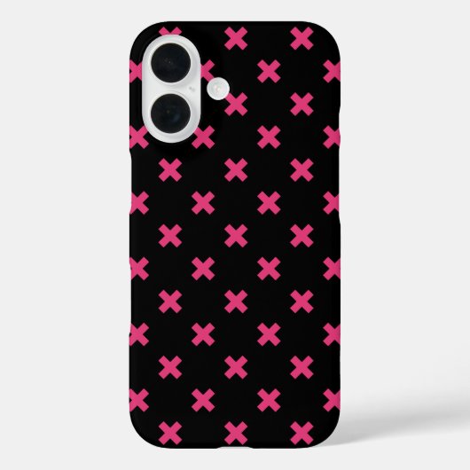 Coques Case-Mate iPhone Points de croix fuchsia sur fond noir (Verso)