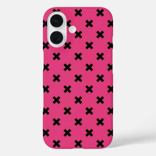 Coques Case-Mate iPhone Points de croix noirs sur fuchsia (Verso)