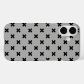 Coques Case-Mate iPhone Points de croix noirs sur gris (Verso (horizontal))