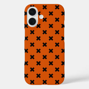 Coques iPhone 16 Points de croix noirs sur orange