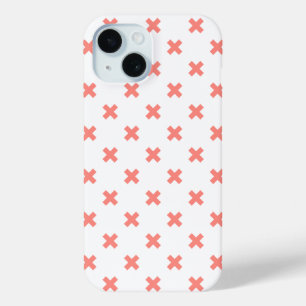 Coque Pour iPhone 15 Points de croix pêche sur fond blanc