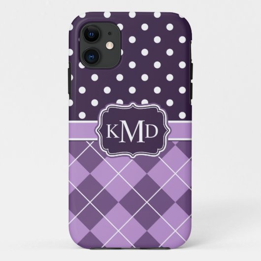 Coques Case-Mate iPhone Points de Jacquard violet monogramme Trio (Dos)