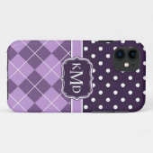Coques Case-Mate iPhone Points de Jacquard violet monogramme Trio (Dos (Horizontal))