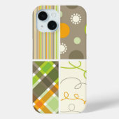 Coques Case-Mate iPhone Points de Motif Plaid Rétro Orange Vert (Verso)