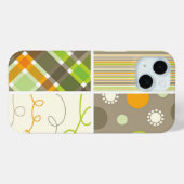 Coques Case-Mate iPhone Points de Motif Plaid Rétro Orange Vert (Verso (horizontal))