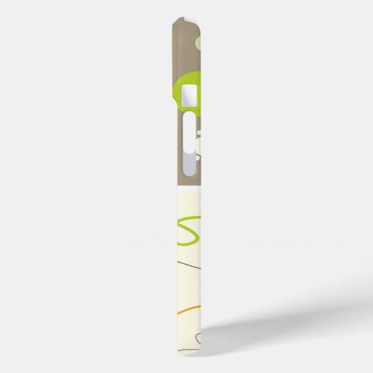 Coques Case-Mate iPhone Points de Motif Plaid Rétro Orange Vert (Verso / Gauche)