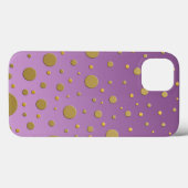 Coques Case-Mate iPhone Points dorés aléatoires sur fond violet (Verso (horizontal))