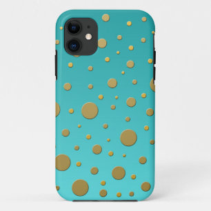 Coque Case-Mate Pour iPhone Points dorés aléatoires sur un motif moderne turqu