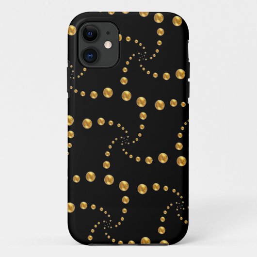 Coques Case-Mate iPhone Points dorés élégants sur fond noir (Dos)