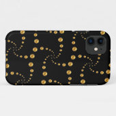 Coques Case-Mate iPhone Points dorés élégants sur fond noir (Dos (Horizontal))