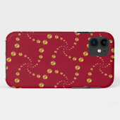 Coques Case-Mate iPhone Points dorés élégants sur fond rouge burgundy (Dos (Horizontal))
