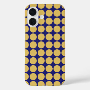 Coques iPhone 16 Points dorés modernes Minuit Bleu Couleur Plaine U