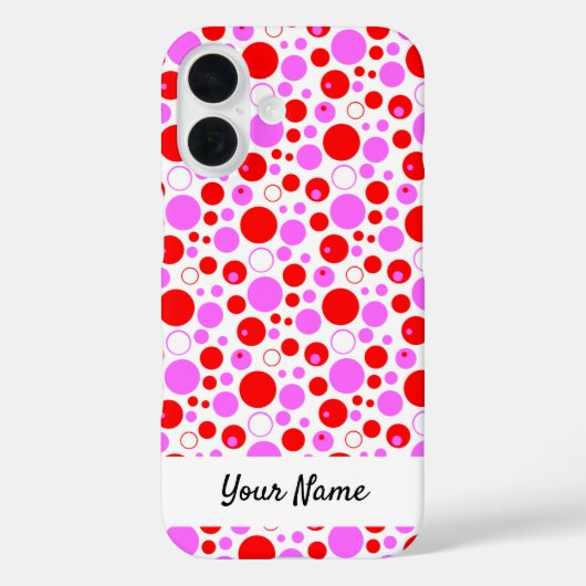 Coques Case-Mate iPhone Points et Cercles Rouges et Roses Éditable (Verso)