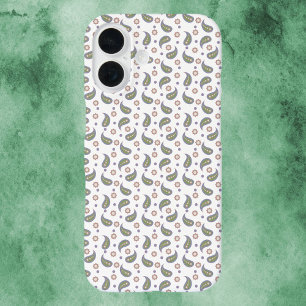 Coques iPhone 16 Points Fleurs Paisibles Vert Rose Violet
