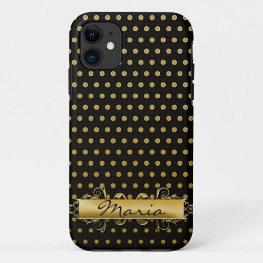 Coques Case-Mate iPhone Points Gold Pin avec plaque signalétique (Dos)