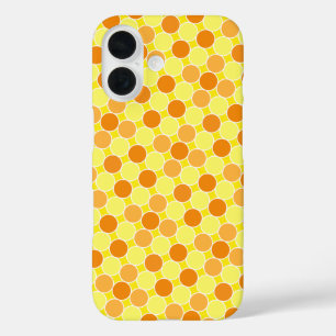 Coques iPhone 16 Points jaunes oranges rétro Motif géométrique
