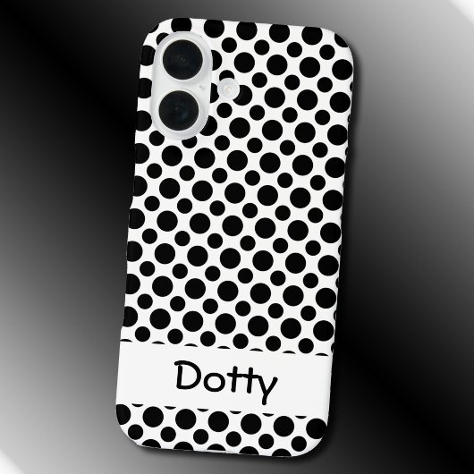 Coques Case-Mate iPhone Points noirs éditable grand et petit sur fond blan