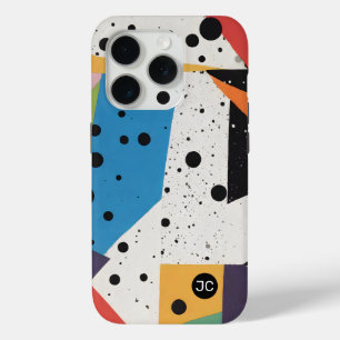 Coque iPhone 15 Pro Points noirs en papier collage