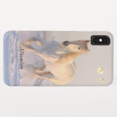 Coques Case-Mate iPhone Points polka, beau cheval blanc & plage (Dos (Horizontal))