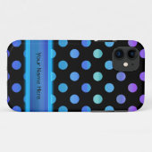 Coques Case-Mate iPhone Points pourpres bleus sur le noir (Dos (Horizontal))