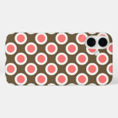 Coques Case-Mate iPhone Points rétro cerclés, taupe et rose corail (Verso (horizontal))