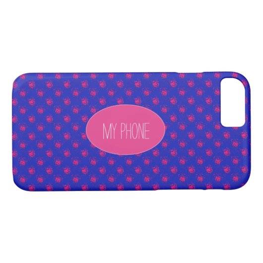 Coques Case-Mate iPhone Points roses chauds sur bleu (Dos (Horizontal))