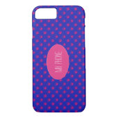 Coques Case-Mate iPhone Points roses chauds sur bleu (Dos)