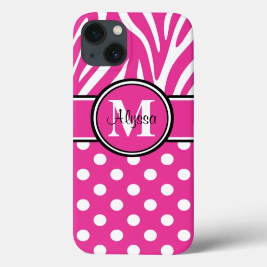 Coques Case-Mate iPhone Points roses de zèbre personnalisés (Verso)