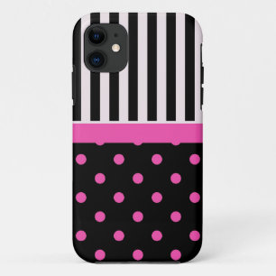 Case-Mate iPhone Case points roses et rayures noir et blanc