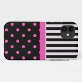 Coques Case-Mate iPhone points roses et rayures noir et blanc (Dos (Horizontal))
