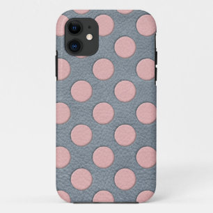 Etui iPhone Case-Mate Points roses sur impression cuir gris