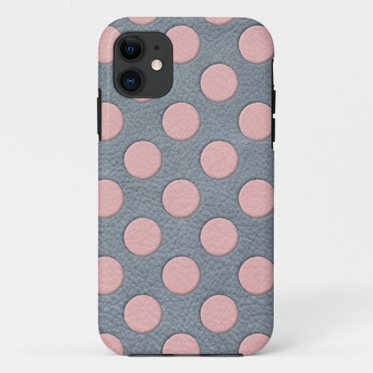 Coques Case-Mate iPhone Points roses sur impression cuir gris (Dos)