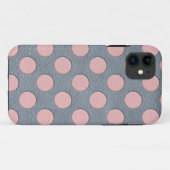 Coques Case-Mate iPhone Points roses sur impression cuir gris (Dos (Horizontal))