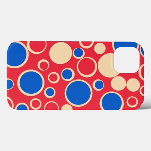 Coques Case-Mate iPhone Points Rouge Et Bleu Sur Rouge (Verso (horizontal))